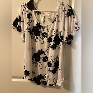 Forgotten Grace Floral Black and White Top